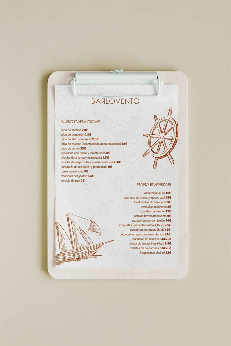 diseño de carta restaurante